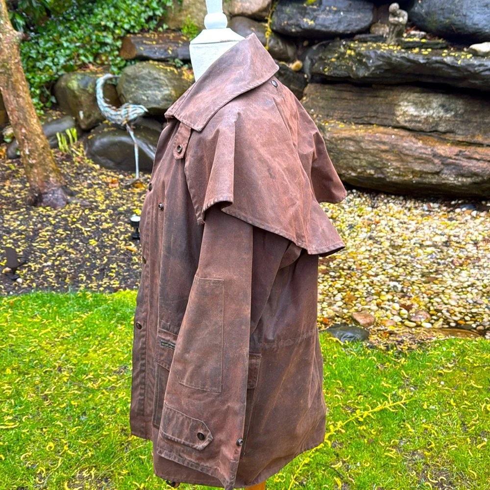 OUTBACK TRADING VINTAGE OILSKIN  DISTRESSED DUSTER JACKET- S 🐴🤠 - Picture 8 of 14